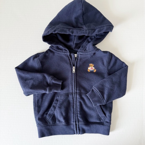 Ralph Lauren Other - Ralph Lauren Bear Navy Hooded Zip Up Sweatshirt 18m